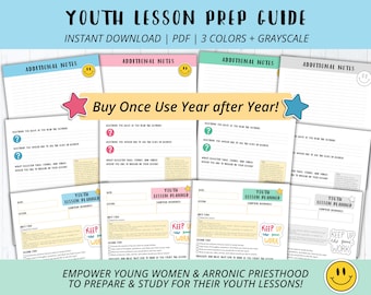 LDS Youth Lesson Planning Help | Young Women and Aaronic Priesthood Lesson Outline and Study Tool | Printable, Reusable Study Journal | PDF