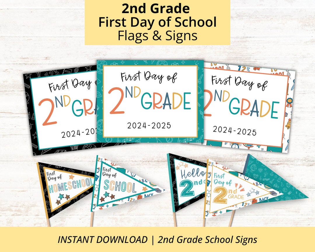 2nd Grade Back to School Flags and Signs 2024 School Year First Day of ...