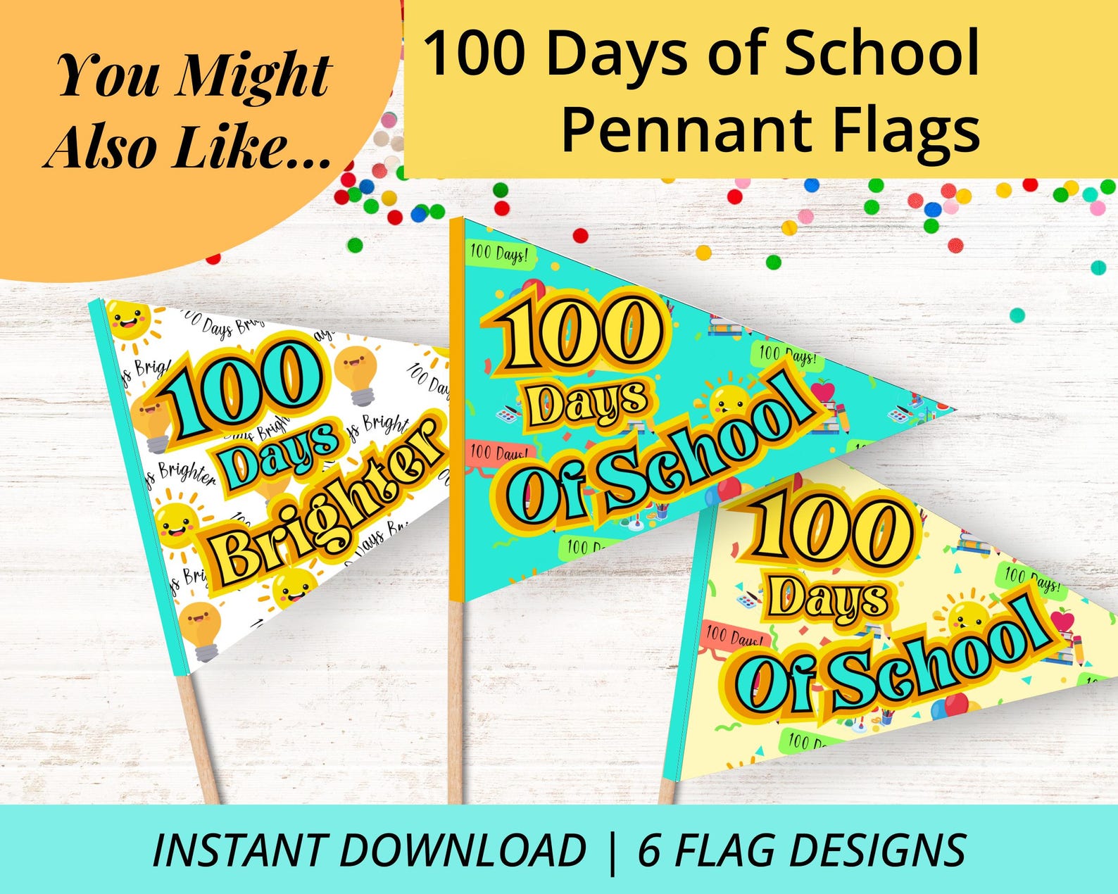 100 Days Brighter Printable Treat Bag Topper | 100th Day of School ...