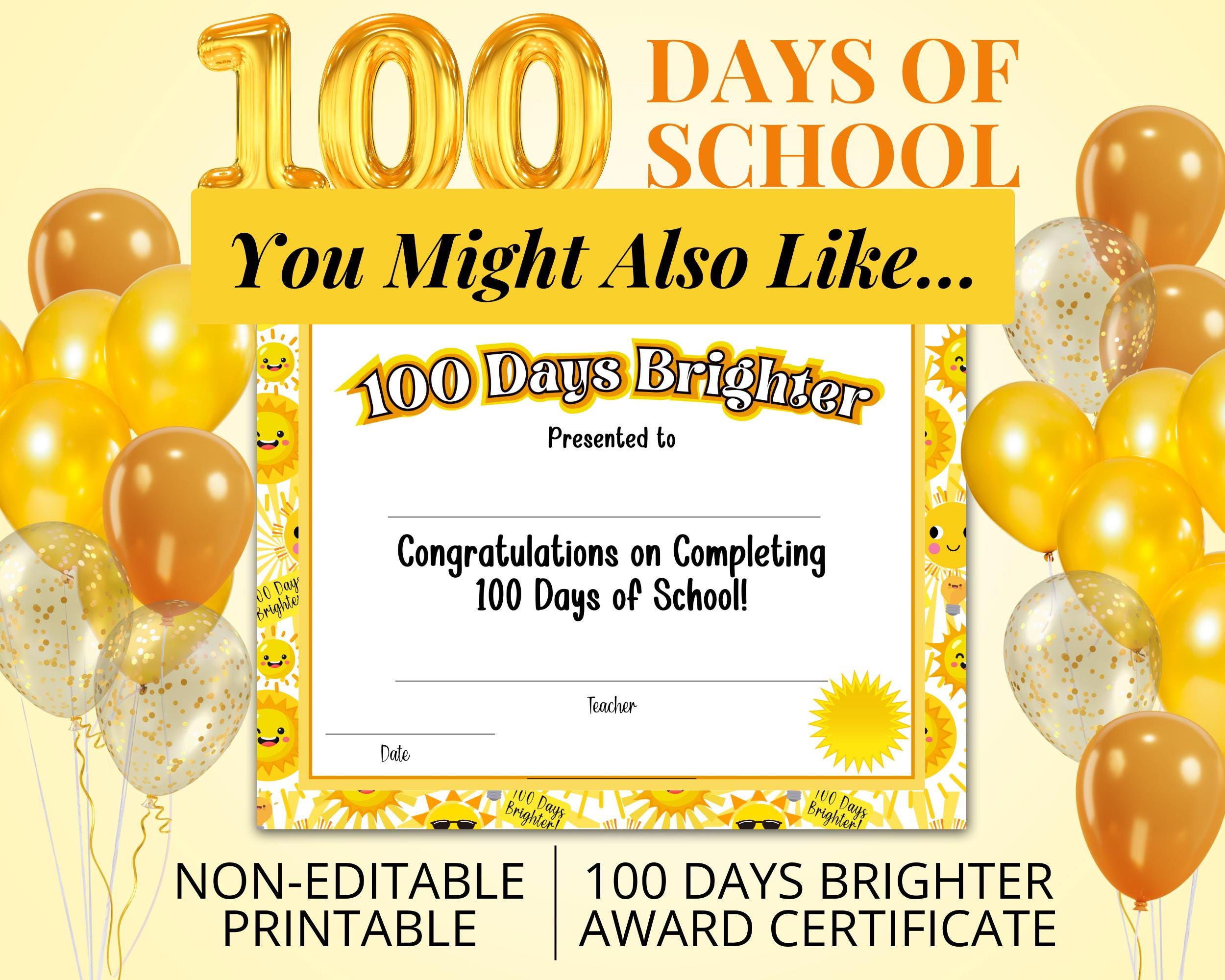 100th Day of School Flags 100 Days Brighter Printable 100 Days of