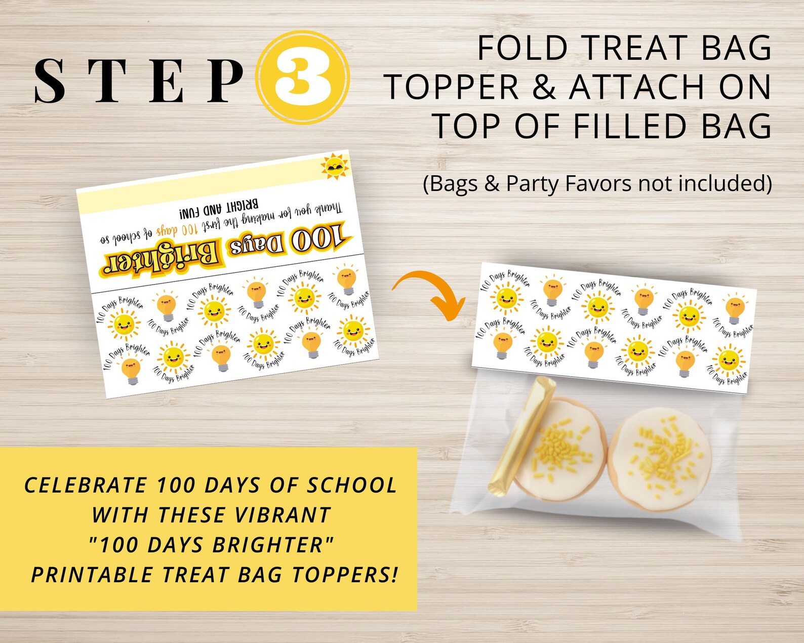 100 Days Brighter Printable Treat Bag Topper | 100th Day of School ...