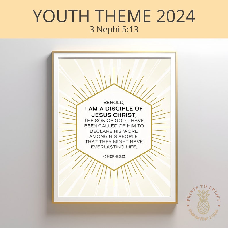 2024 Youth Theme Poster, Instant Download, LDS, Wall Art, I Am a