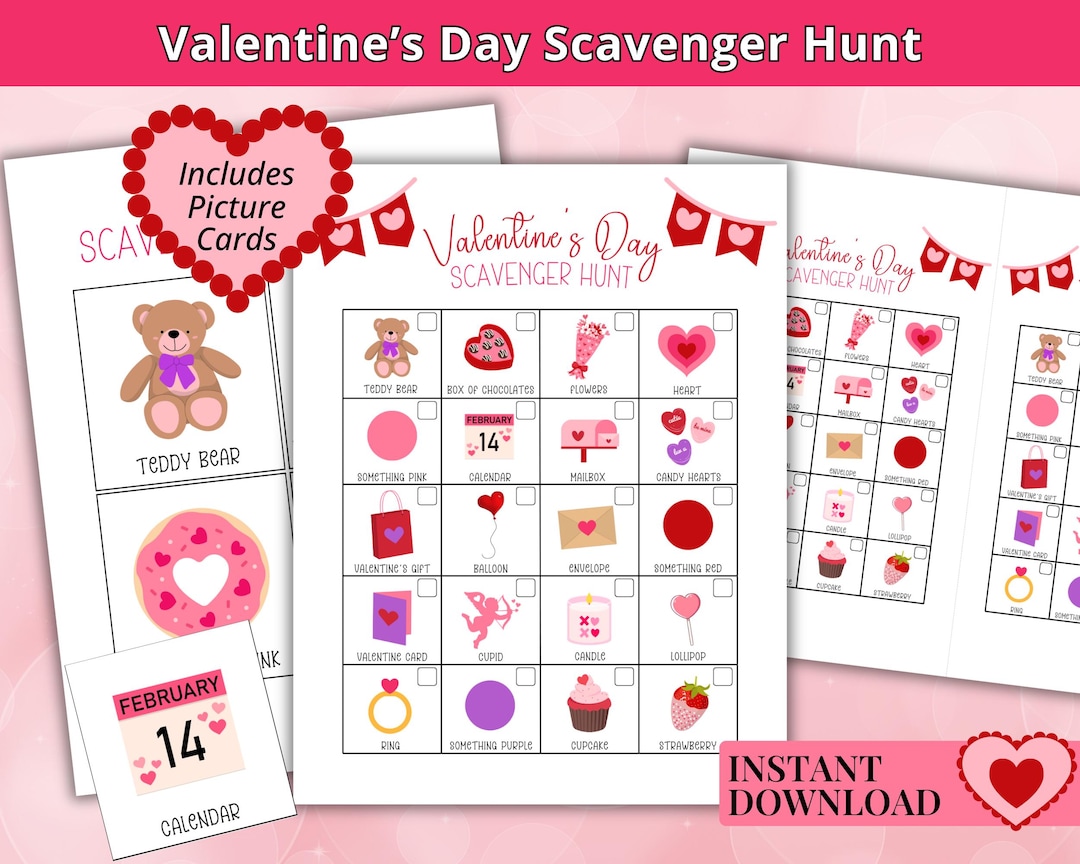 Valentine's Day Scavenger Hunt Game | Valentine's Game for Kids ...