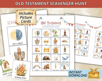 Bible Scavenger Hunt | Old Testament Bible Characters | Printable Picture Scavenger Hunt for Kids | Instant Download | Kids Bible Game