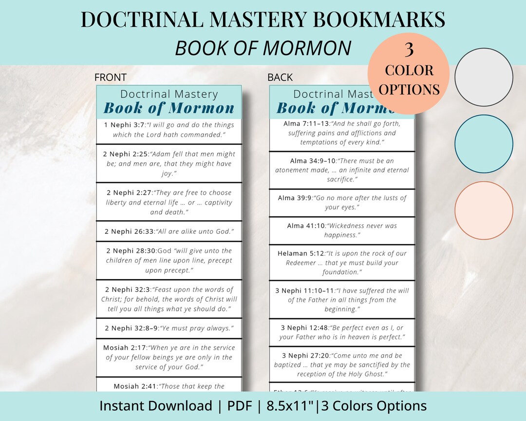 Doctrinal Mastery Book of Mormon Bookmarks | Instant Download | LDS ...