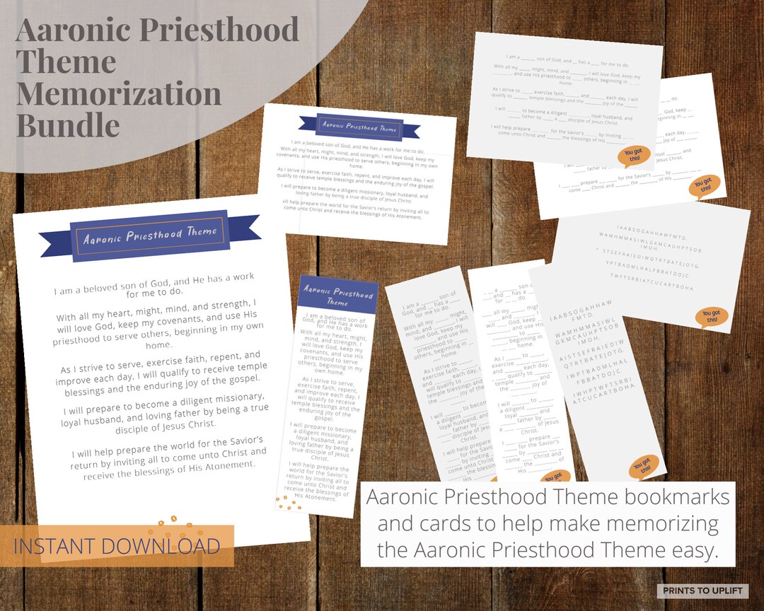 aaronic-priesthood-theme-memorization-bundle-bookmarks-cards-blue-gray for Aaronic Priesthood Theme Free Printable Aaronic Priesthood Theme Memorization Bundle Bookmarks Cards Blue Gray for Aaronic Priesthood Theme Free Printable