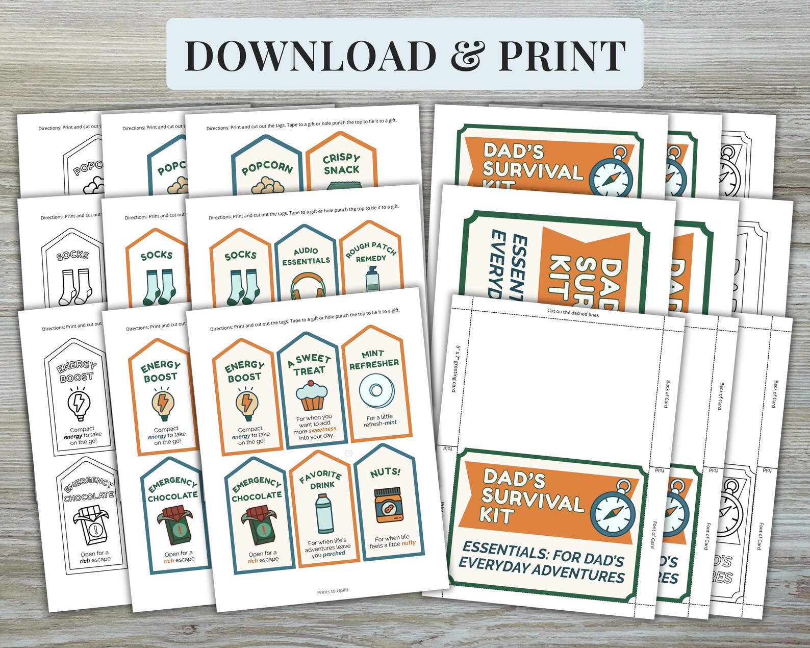 Printable Dad's Survival Kit Tags | Instant Download | 16 Unique Gift ...