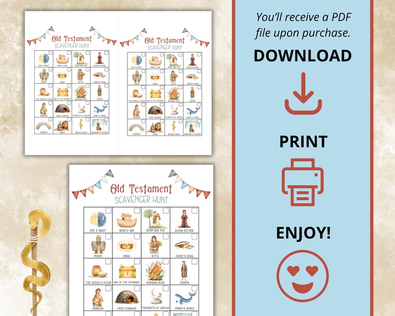 Bible Scavenger Hunt | Old Testament Bible Characters | Printable ...