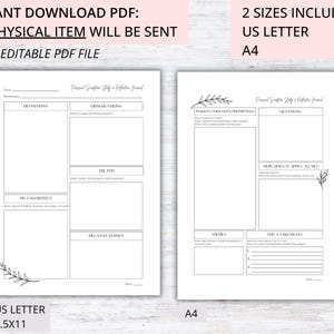 Two sizes included: US Letter (8.5" x 11") and International A4 for easy printing worldwide. This printable womens gospel study journal is non-editable. Buy once, use year after year for all your scripture reflection and insights.