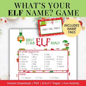 What&#39;s Your Elf Name | Christmas Elf Name Game | Elf Name Tags | Printable Name Generator Activity | Christmas Party| For Kids and Adults