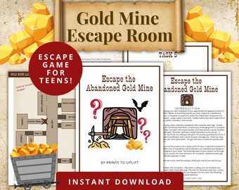 Escaperoom voor tieners en tieners | Ontsnap aan de goudmijn | Afdrukbare activiteit | Verjaardagsfeestje voor tieners | Game-avond voor het hele gezin | Puzzels