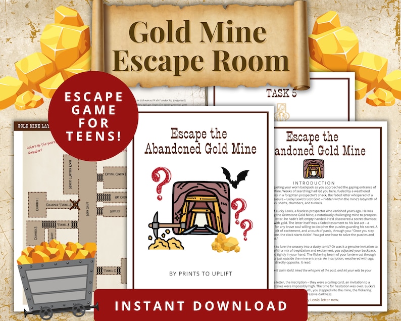 Escape Room for Teens and Tweens | Escape the Gold Mine Game ...