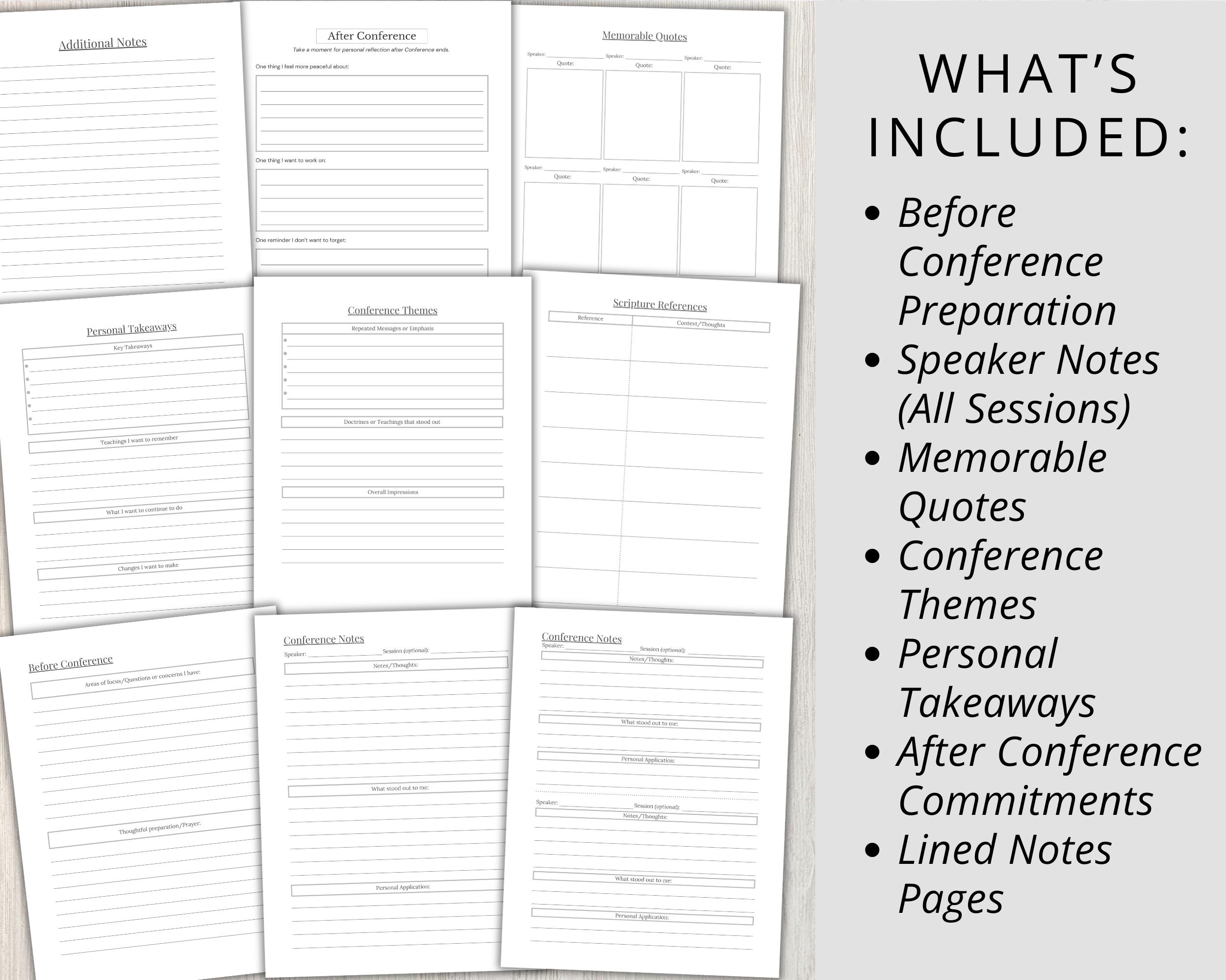 LDS General Conference Notes Printable | Adult Conference Notebook ...