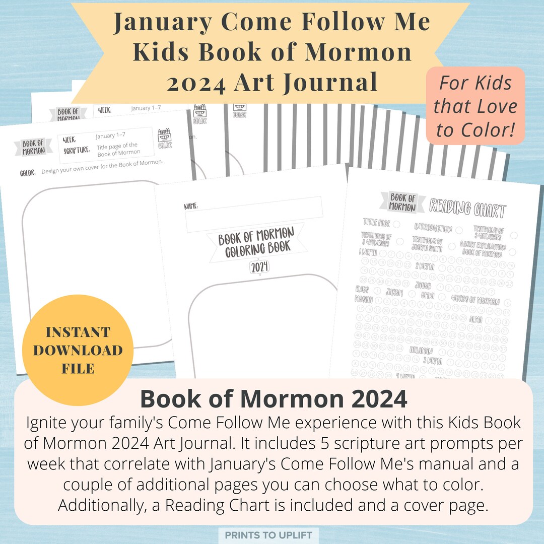 January Come Follow Me Kids Book of Mormon Art Journal 2024, Printable ...