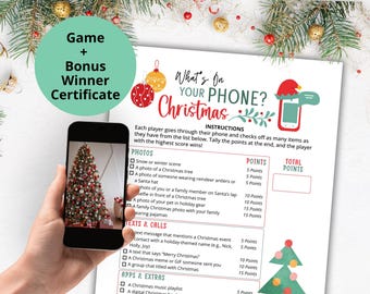 What's On Your Phone? Christmas Scavenger Hunt Game | Instant Download | Christmas Phone Game | Group Game | Holiday Party Game