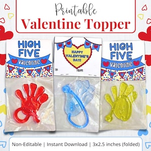 Valentinstag Card Topper | Printable Sticky Hand Valentine | High Five Valentinskarten für Klassenzimmer, Kinder | Valentinstag Schule | PDF-Datei