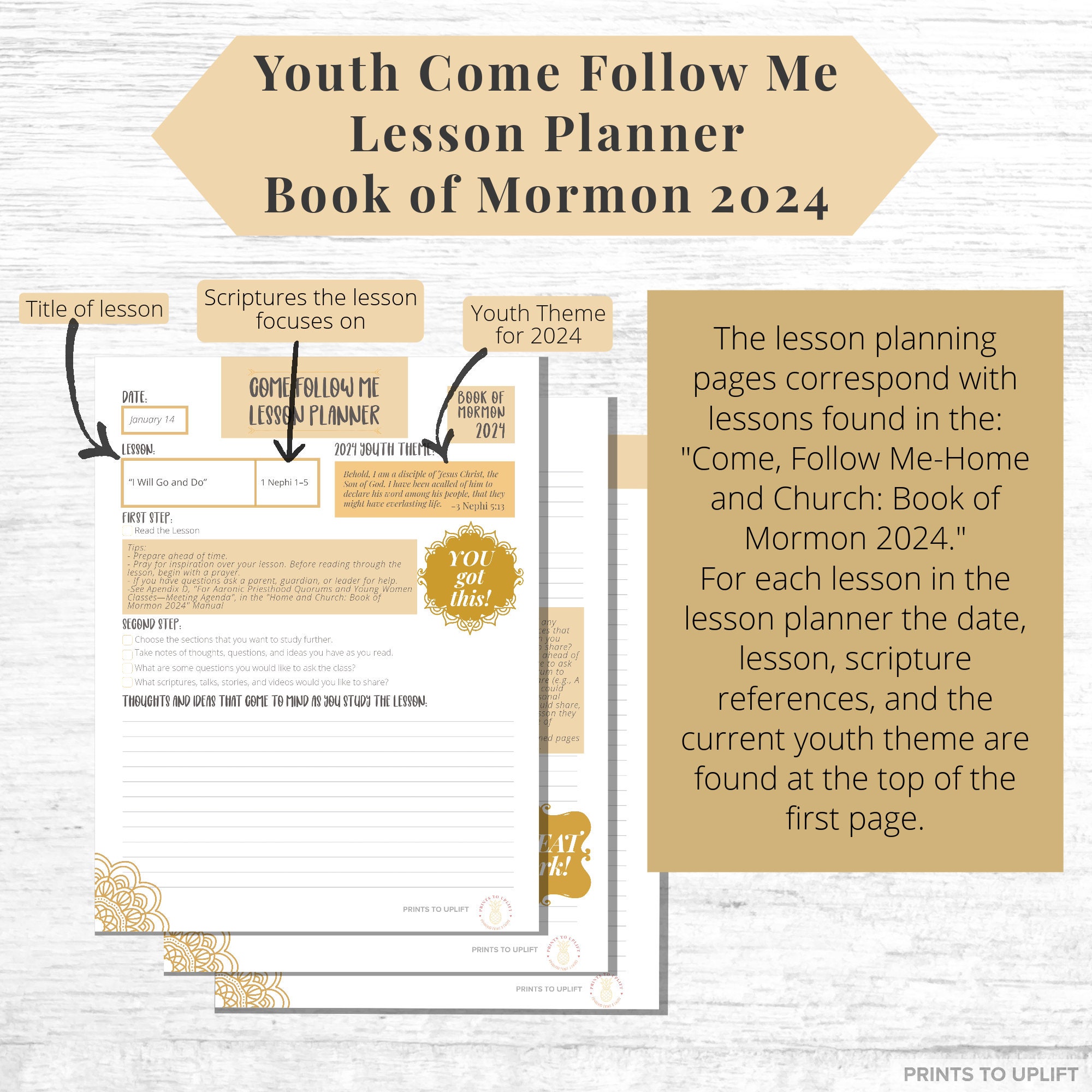 Come Follow Me Youth Lesson Planner 2024 Book of Mormon Young Women