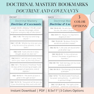 Doctrinal Mastery Doctrine and Covenants Bookmarks | Instant Download | LDS Youth | Seminary Bookmarks | Printable | 8.5x11" | 3 colors