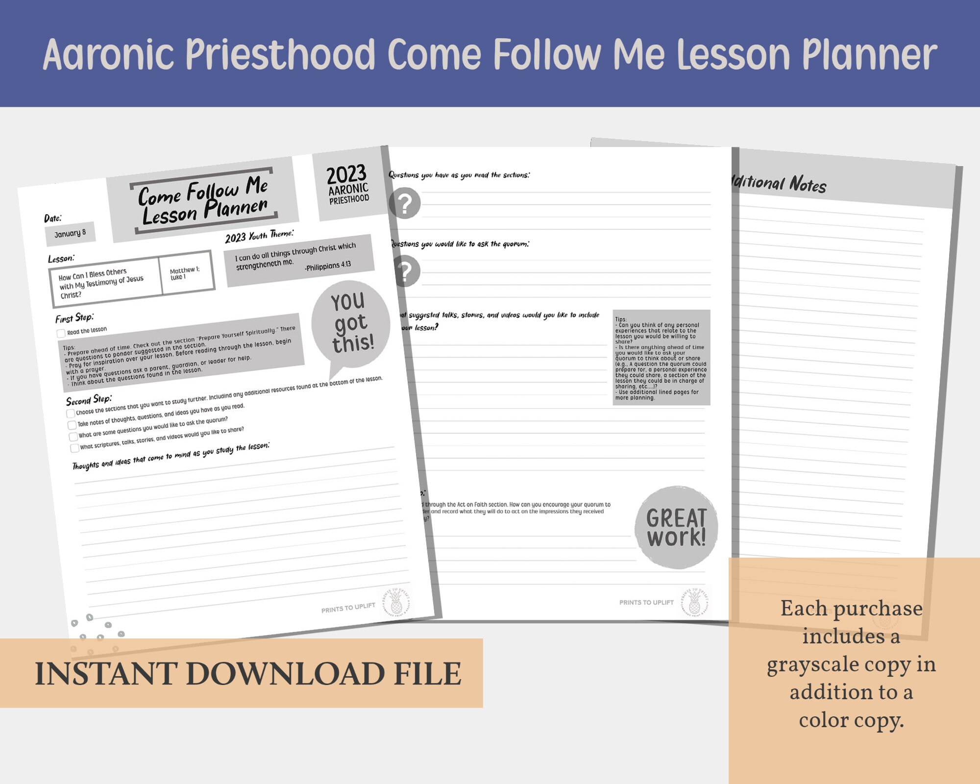 Aaronic Priesthood Quorum Lesson Planner 2023 Come Follow Me Etsy