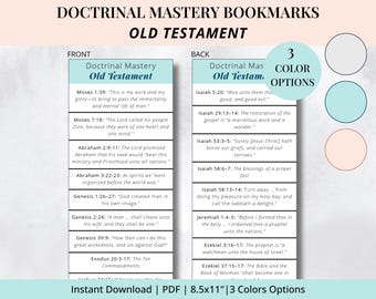 Old Testament Bookmarks | Seminary Doctrinal Mastery Bookmarks | Instant Download | LDS Youth | Instant Download PDF | 8.5x11" | 3 Colors