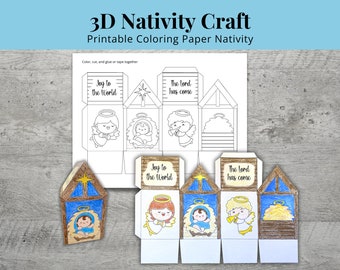 Nativity Craft for Kids | Christmas Coloring Activity | 3D paper nativity | Baby Jesus Christmas Coloring | Printable Christmas Craft