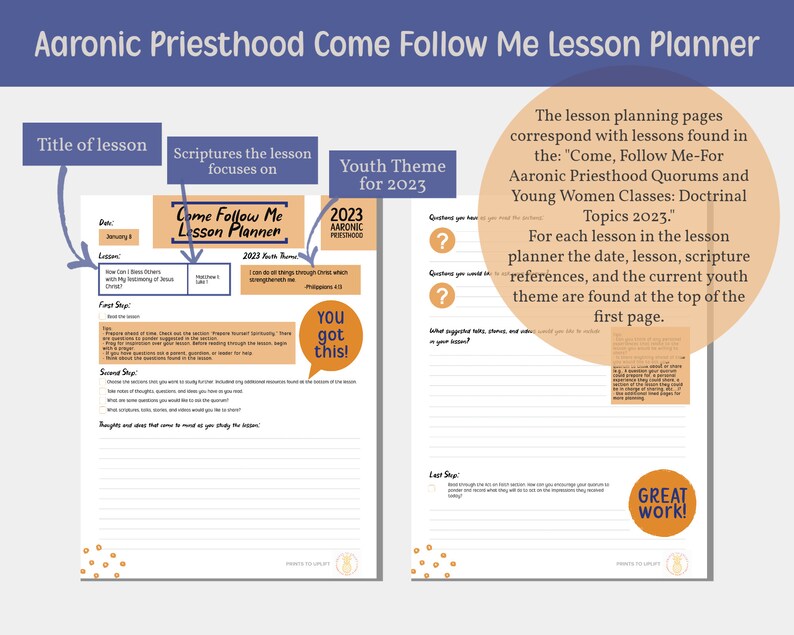 Aaronic Priesthood Quorum Lesson Planner 2023 Come Follow Me Etsy