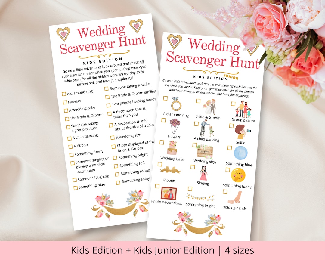 Wedding Scavenger Hunt for Kids | Kids Edition 6 and Older | Junior ...