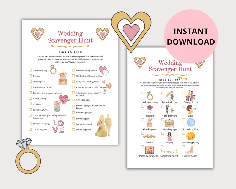 Wedding Scavenger Hunt for Kids | Kids Edition 6 and Older | Junior ...