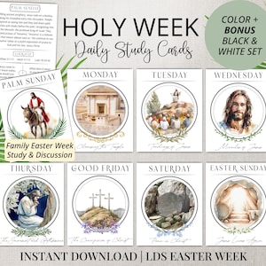 Cartes SDJ Semaine Sainte | Cartes bibliques pour la semaine de Pâques | Idéal pour les familles | Avent de Pâques SDJ | Cartes d'histoires de Pâques imprimables | PDF