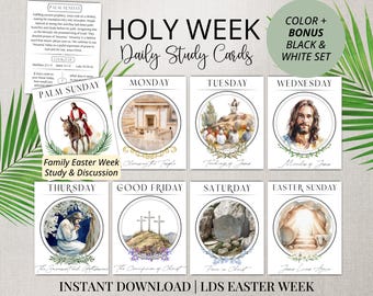 Holy Week Cards LDS | Scripture Cards for Easter Week | Great for Families | LDS Easter Advent | Printable Easter Story Cards | PDF