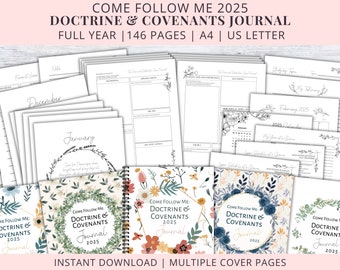 LDS Scripture Study Journal | Doctrine and Covenants 2025| Come Follow Me Study | Printable LDS Journal | Personal Scripture Study for Women