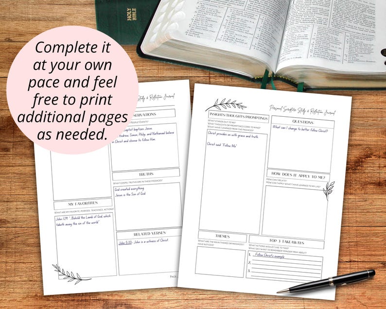 7 Cover Options, 2-Page Study Layout, Title and This Journal Belongs to Page, Blank Table of Contents, Note Pages, Getting Started Informational Page, Testimony Page, Topic Study List, and a Favorite Verses List. FULLY FLEXIBLE: Use as a gospel lesson study journal, a missionary journal, or a personal scripture study journal. Buy once, use year after year. Print additional pages for personal use as needed.