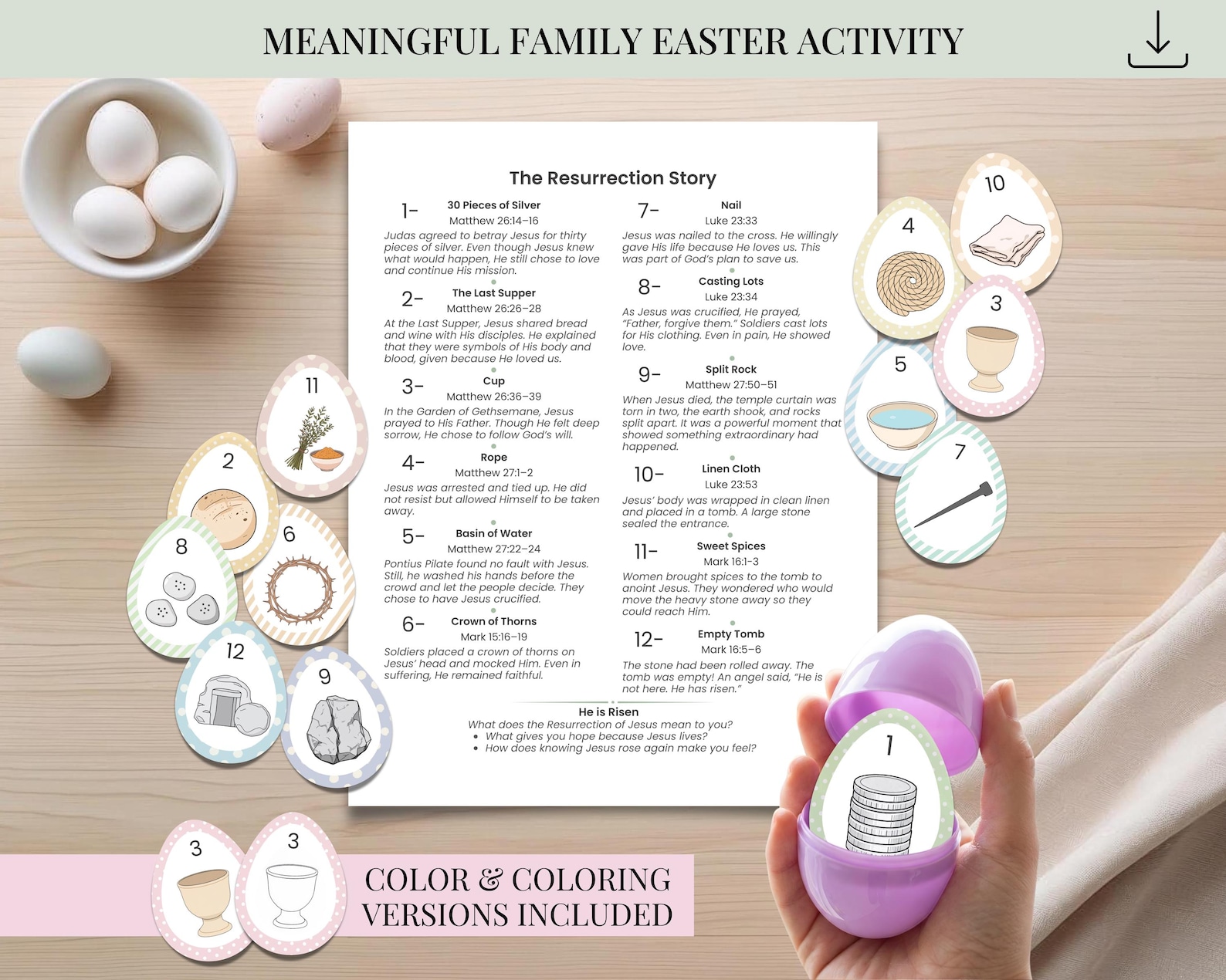Printable Resurrection Eggs | Christian Easter Story for Kids | Holy ...