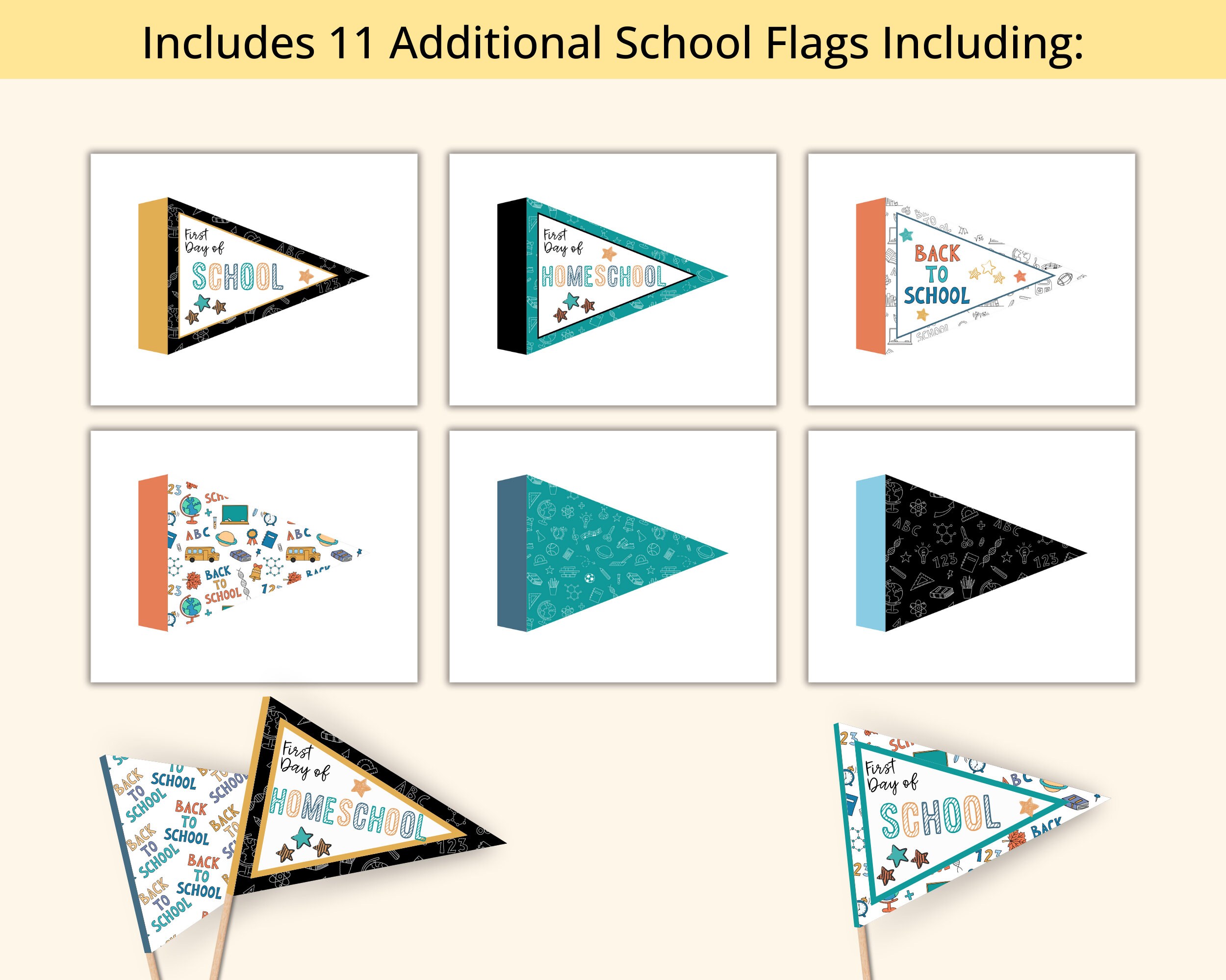 Kindergarten School Flags and Signs 2024 School Year First Day of ...