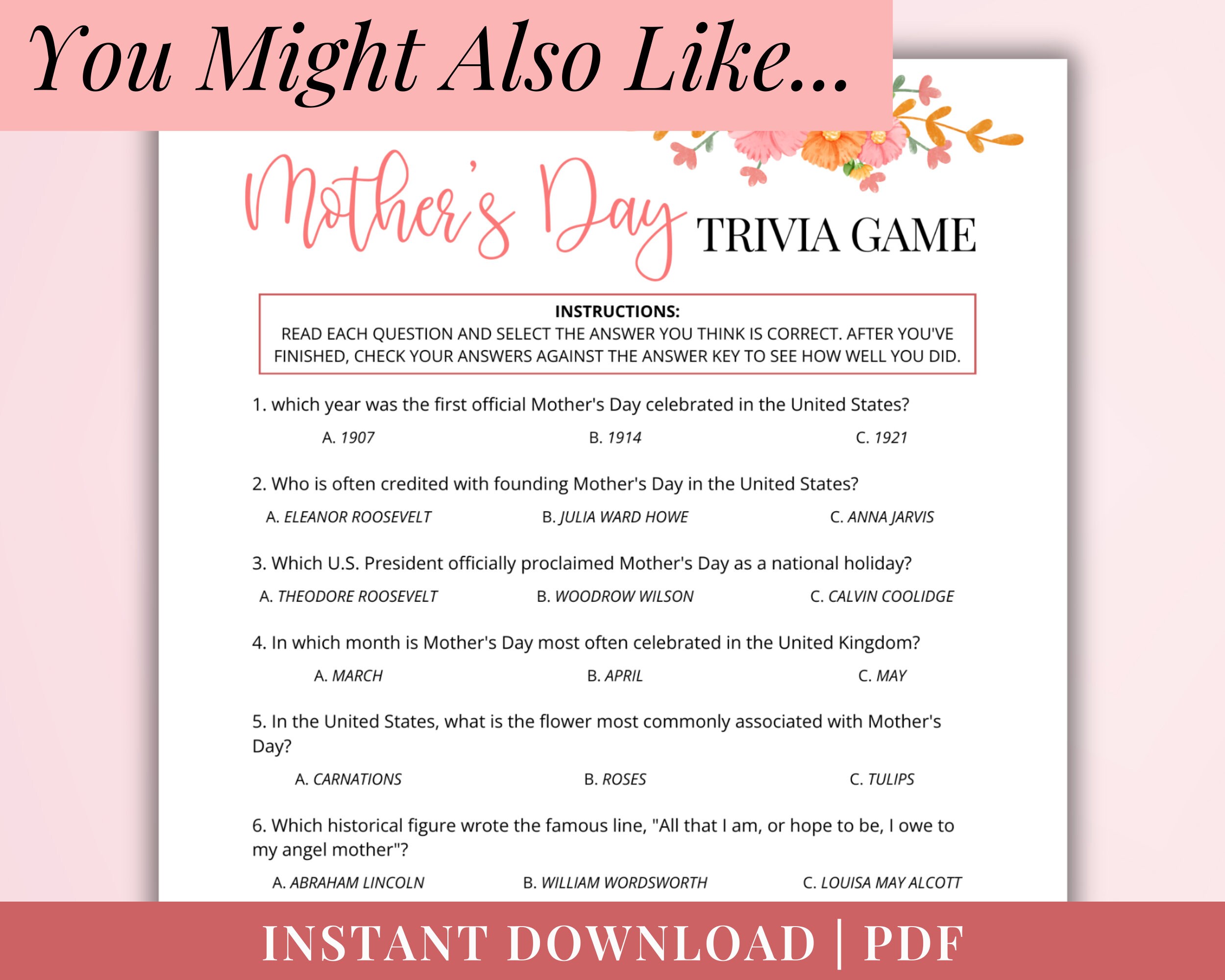 Printable Mother's Day A-Z Game | Instant Download | PDF | Mother's Day ...