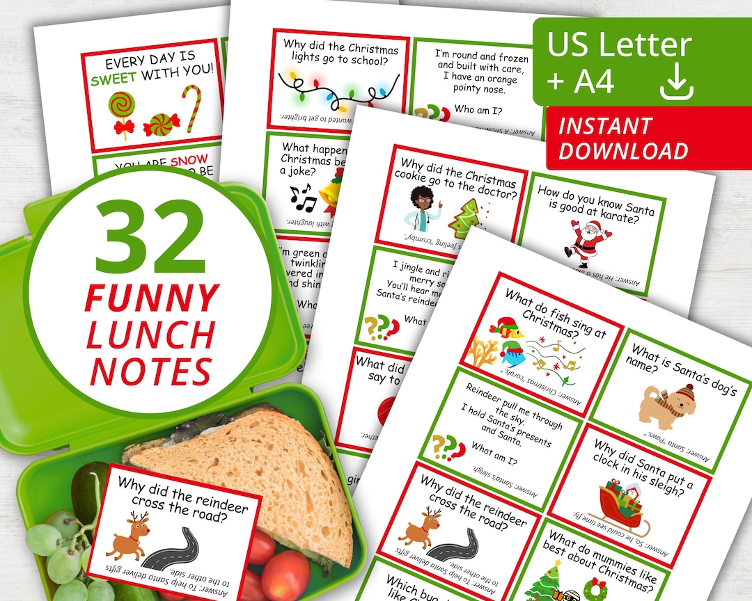 Christmas Lunch Notes for Kids | Printable Jokes, Riddles & Puns ...