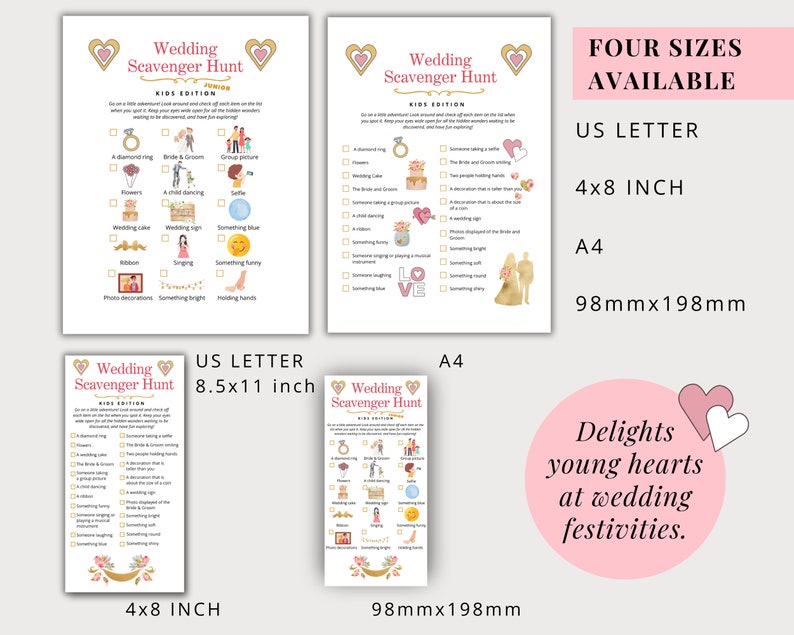 Wedding Scavenger Hunt for Kids | Kids Edition 6 and Older | Junior ...