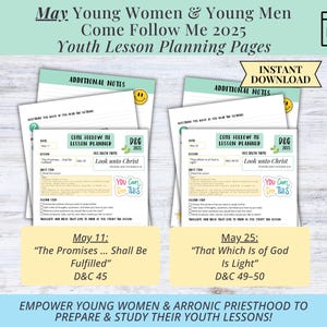 May Young Women and Aaronic Priesthood 2025 Lesson Planning Guide | Come Follow Me lessons | Doctrine and Covenants | D&C | LDS Youth