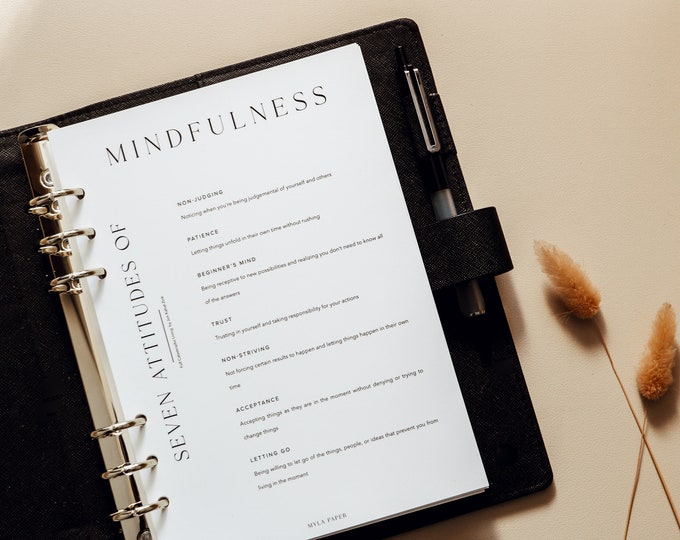 Aesthetic Minimal Mindfulness Planner Dashboard | A5 A6 Planner Dashboards |planner Inserts ...