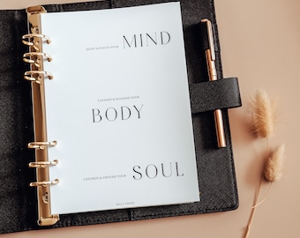 Aesthetic Minimal Planner Dashboard | A5 Planner Dashboards |Planner Inserts | Divider| Mind Body Soul dashboard | Filofax |Kikki K
