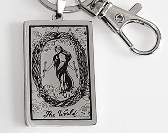 The World Tarot Card Keychain with Clasp