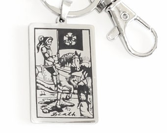 Death Tarot Card Keychain with Clasp