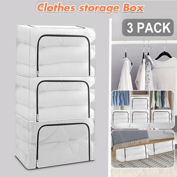 BLUSHBEES™ Oxford Fabric Stainless Steel Frame, Collapsible Storage Boxes  for Winter Clothes, Quilt, Blanket Etc LARGE 201613 INCHES 