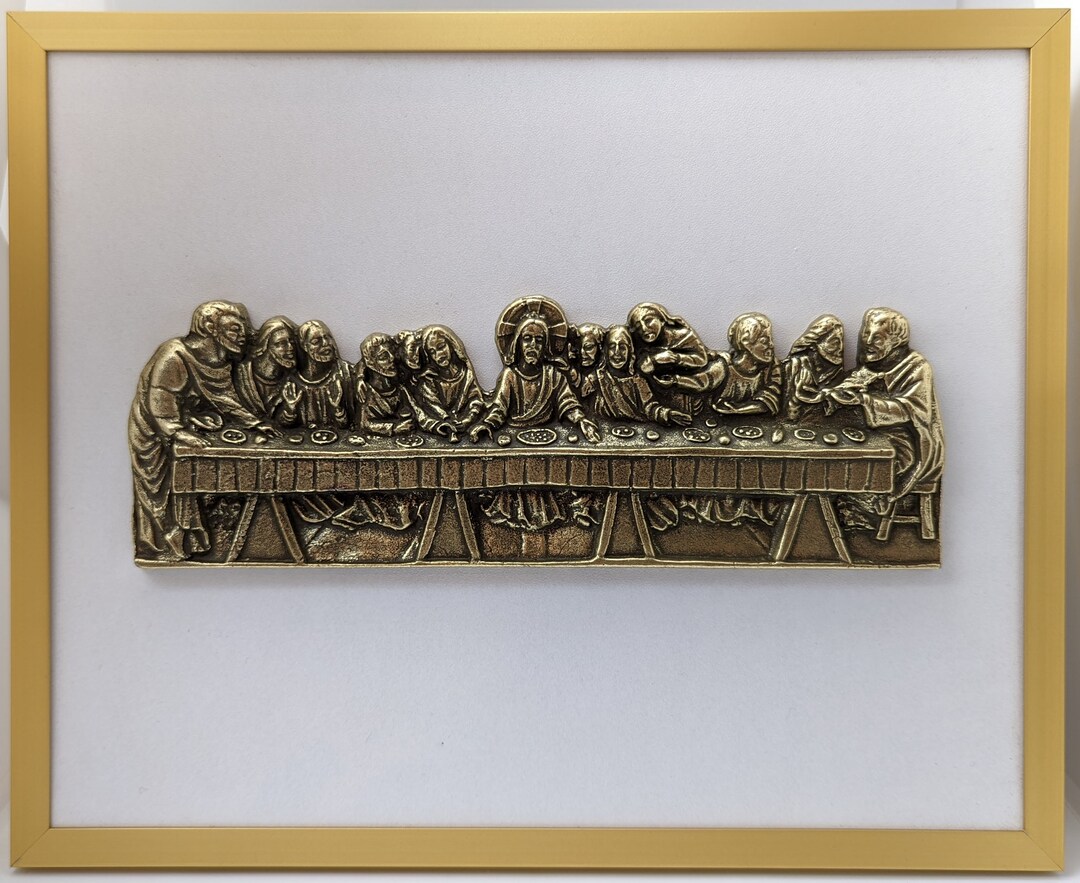 Last Supper Frame Gold Metal Last Supper Religious Present Etsy