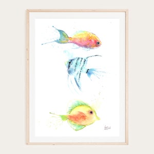 Fish watercolor painting instant digital download, printable, , wall art, living room, bedroom, , home décor,-KarenMorovichDesigns
