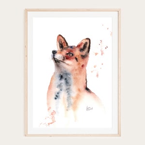 Fox watercolor painting, instant digital download, printable, , wall art, living room, bedroom, , home décor,-KarenMorovichDesigns