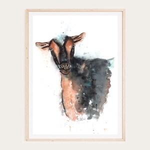 Goat watercolor painting instant digital download, printable, , wall art, living room, bedroom, , home décor,-KarenMorovichDesigns