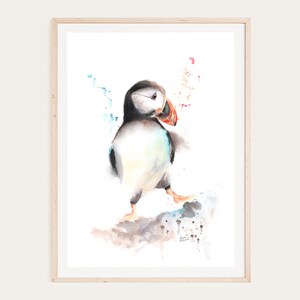 Aquarelle de macareux, téléchargement numérique instantané, imprimable, art mural, salon, chambre à coucher, décoration d'intérieur, -KarenMorovichDesigns