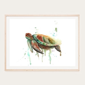 Sea Turtle Watercolor Painting: Coastal Home Decor (Digital Download)