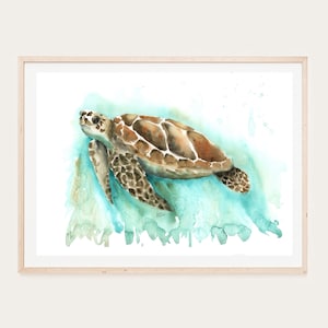 Sea Turtle Watercolor Painting: Coastal Home Decor (Digital Download)